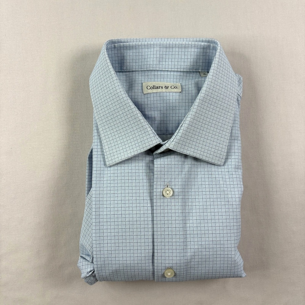 Collars & Co Shirt Mens XL Blue Plaid Button Up Performance Stretch Casual